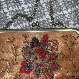 Leather clutch purse with detachable strap